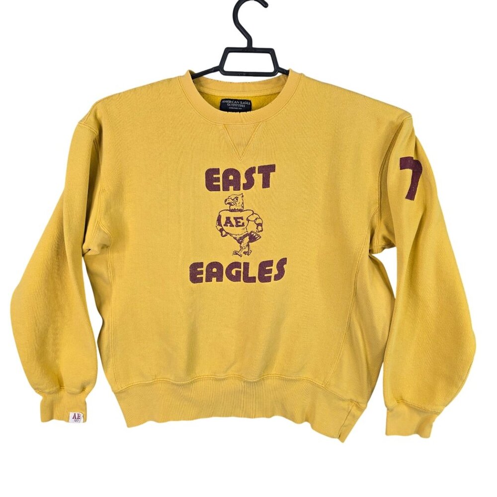 Womens Vintage American Eagle Yellow Sweatshirt East Eagles Graphic Size M